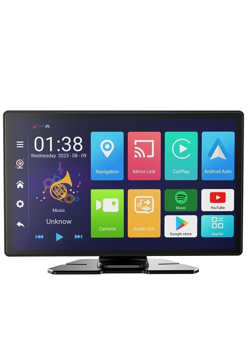 9" Android Car Play Tablet Screen & Unlimited Multimedia & Video Recording / Android 10 Operating System / Airplay & Android Cast Mirroring / 4GB + 64GB Memory / 4GB RAM + 64GB Memory - Black