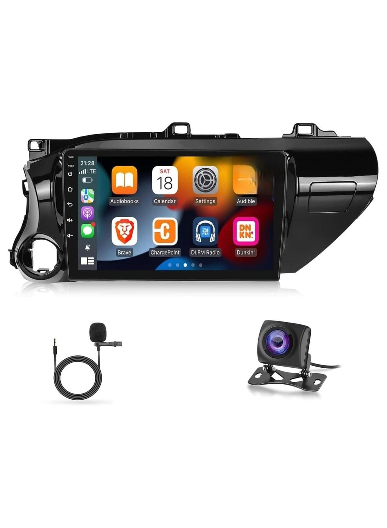 Android Car Stereo for Toyota Hilux 2015-2020 2GB RAM 32GB ROM Support Carplay, Mirror Link Wi-Fi BT, Radio GPS Navigation, 10 Inch IPS Touch Screen with AHD Camera Included