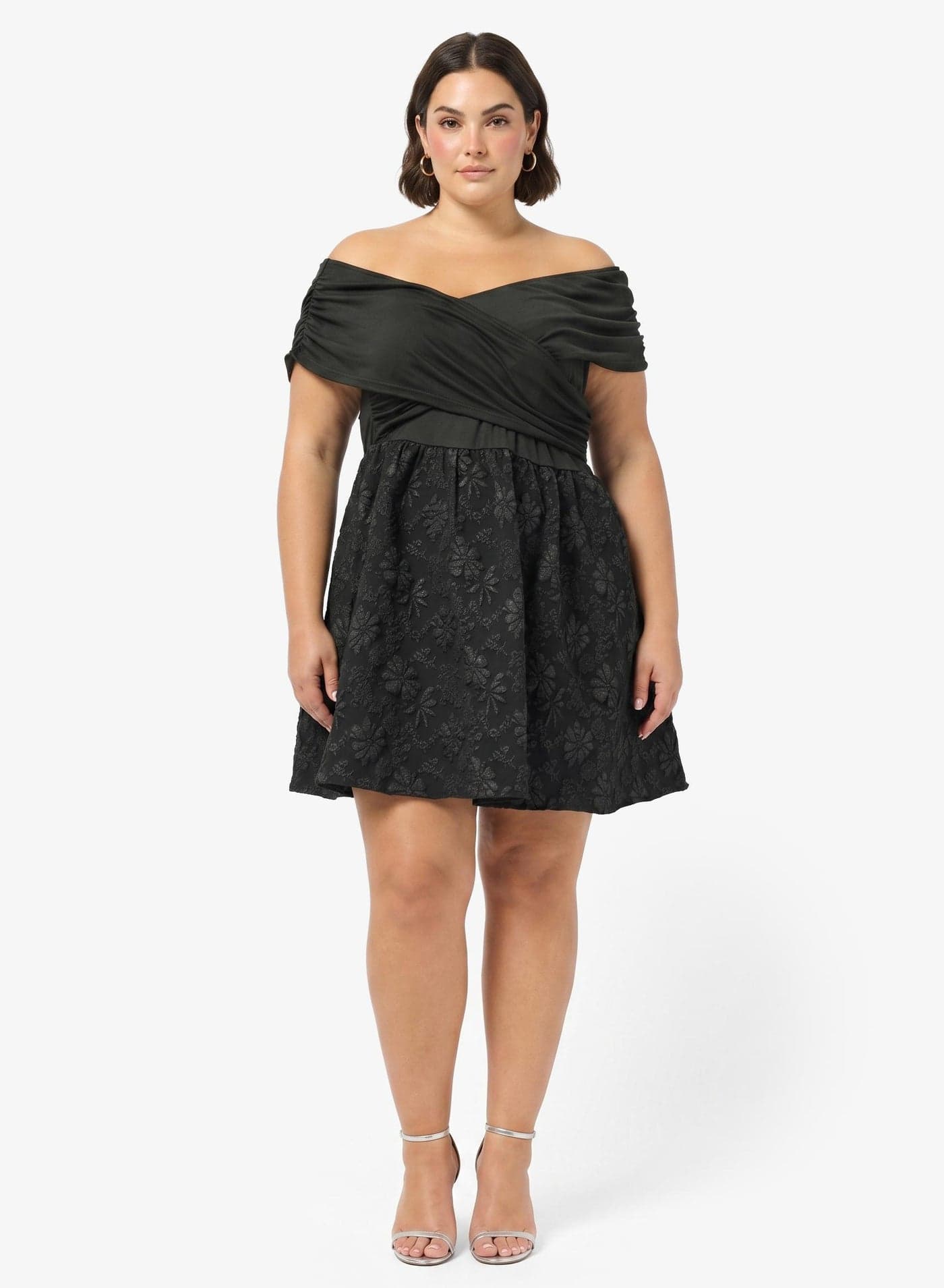 Off Shoulder Wrap Jacquard Dress