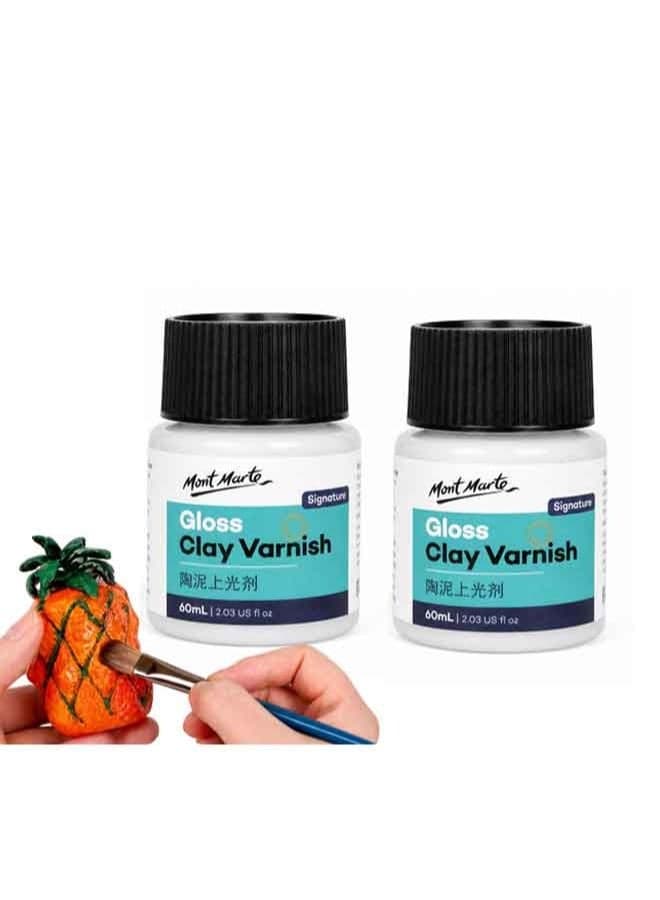 Gloss Clay Varnish – Water-Based Protective Sealant for Clay Art & Crafts, 60ml+60ml