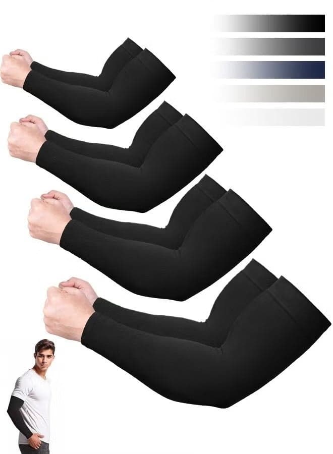 4 Pack Arm Sleeves for Men, Women and Youth, UPF 50 UV Sun Protection Arm Cooling Sleeves, One Size Arm Warmers and Tattoo Cover for Sports, Outdoor Activities and Daily Use