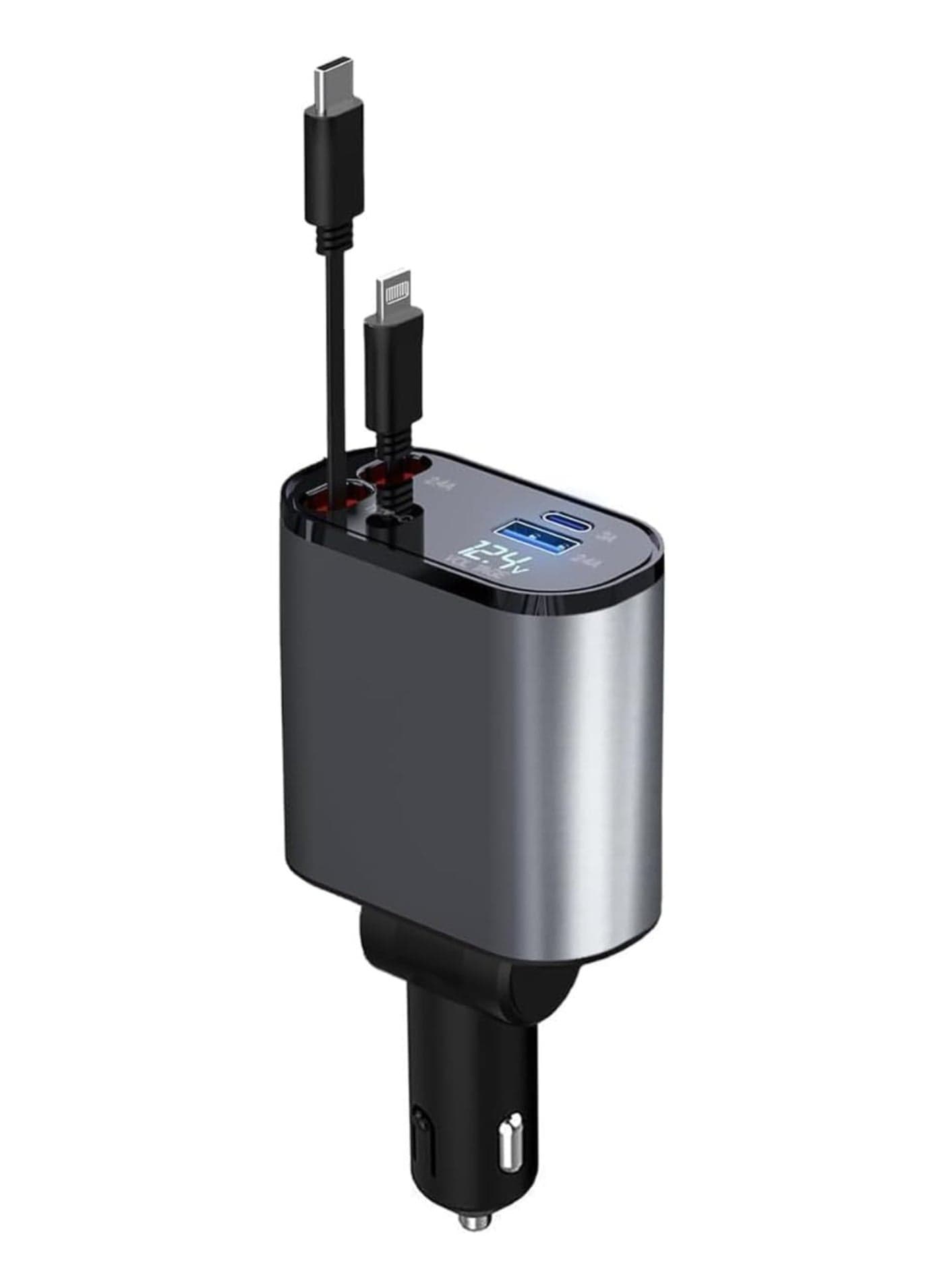 12/24V 120W Fast Car Charger with Retractable Charging Cable Fast Car Power Adapter PD20W for iPhone Type C 40W Car Bluetooth USB Charger Plug with iPhone,Samsung,Galaxy,Huawei,Xiaomi