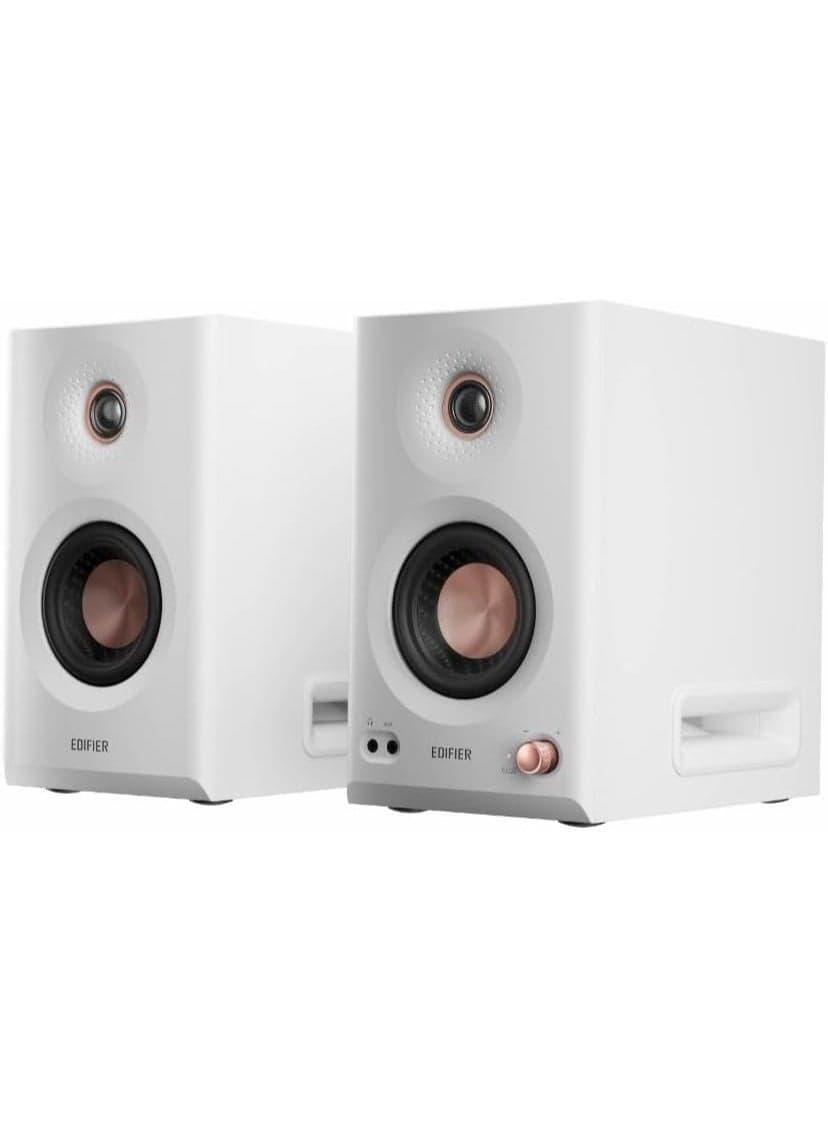 Edifier MR5 Tri-Amped Powered Studio Monitor Speakers, 110W RMS, 3-Way Active Crossover, Hi-Res Audio, Bluetooth 6.0, Room Acoustic Compensation, XLR/TRS/RCA/AUX Inputs White