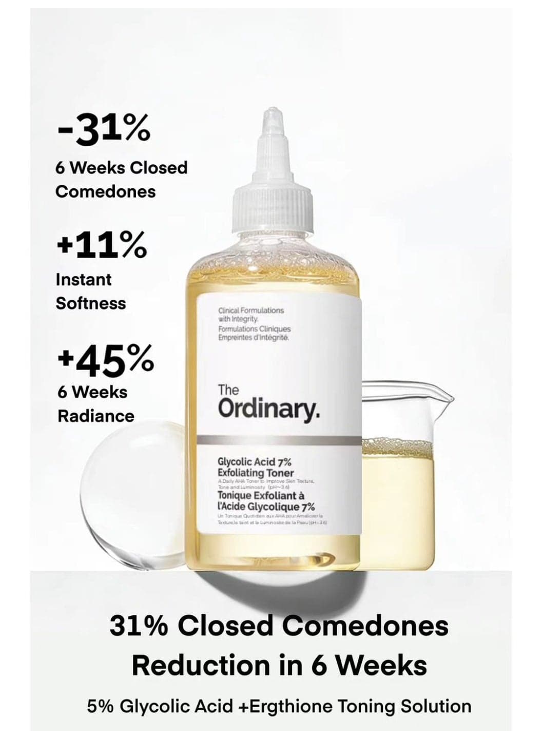 Exfoliating Toner 240ml - 7% Glycolic Acid | Brightens & Refines Skin