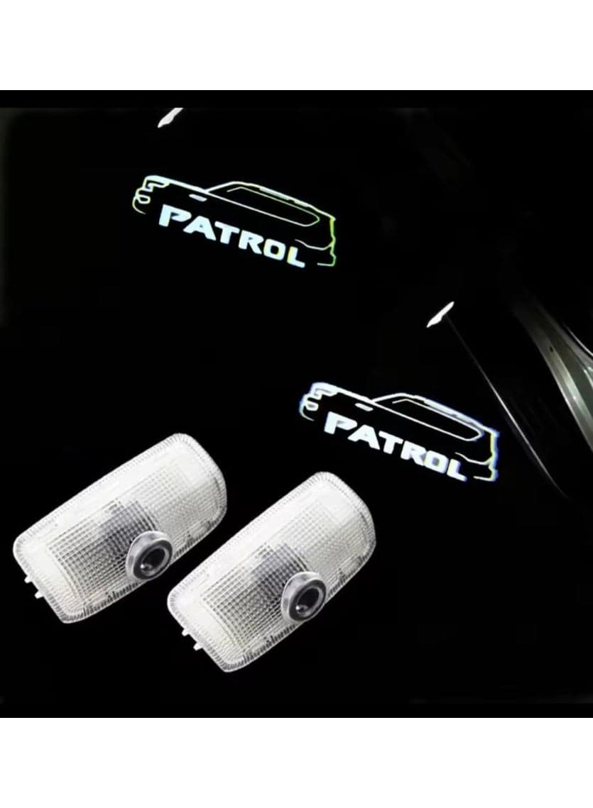 Door Light For Nissan Patrol Y62 2010-2024 | Glass Logo Welcome Projector Light | HD Puddle Light with Bright LED Logo Projection | No Fade Glass Lens & Stainless Steel Buckle | Car Door Courtesy Light