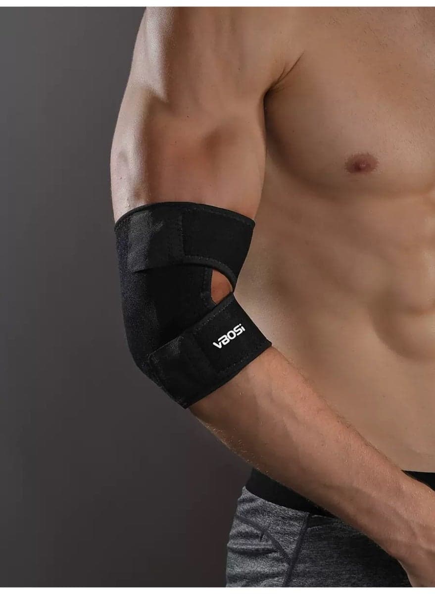 Elbow Support Brace, 3D Ergonomic Compression Sleeve with Adjustable Pressure Strap & Breathable Weaving for Joint Pain Relief in Basketball, Gym, Tennis & Cycling (Black)