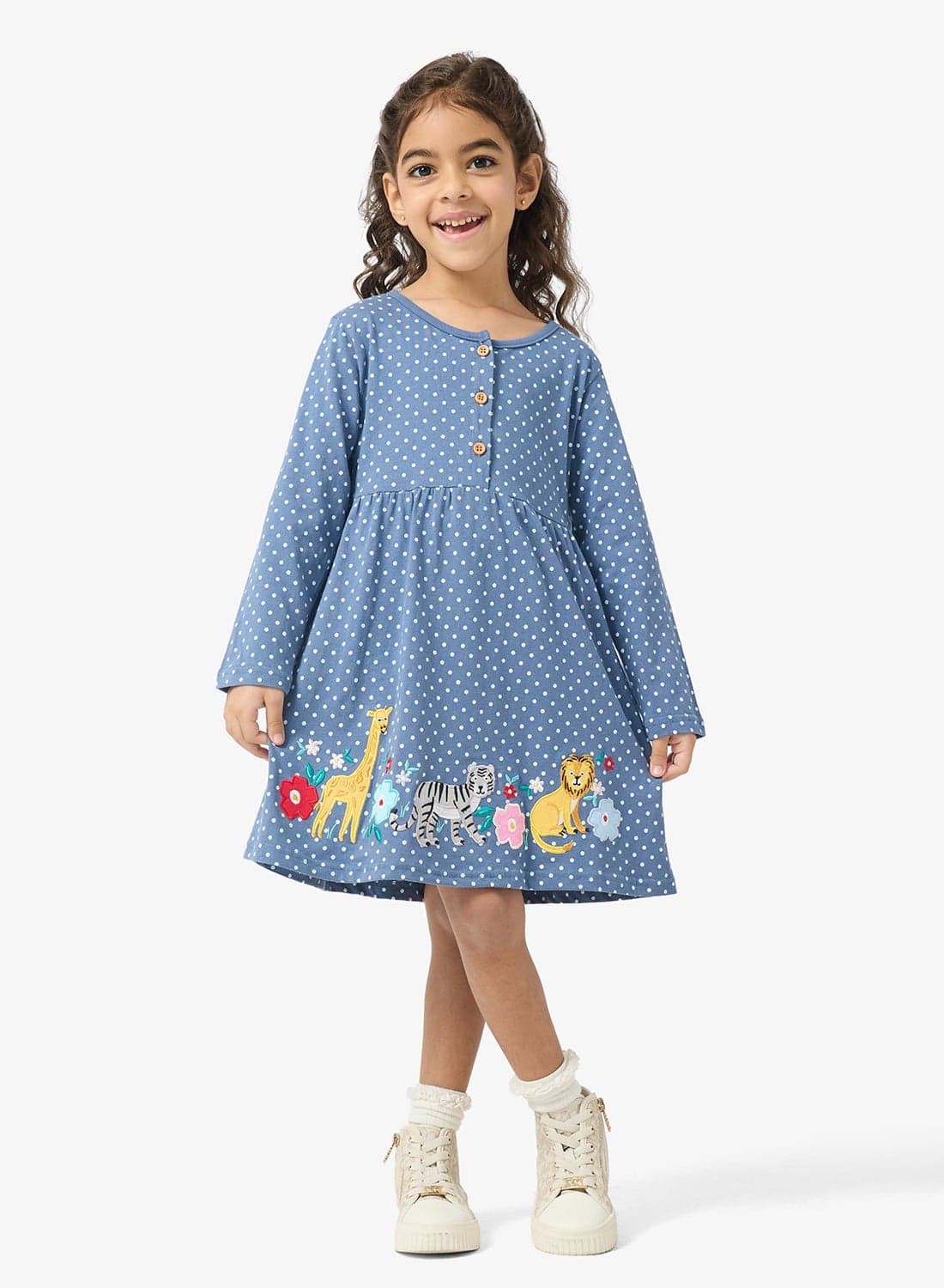 Zoo Print Long Sleeve Dress