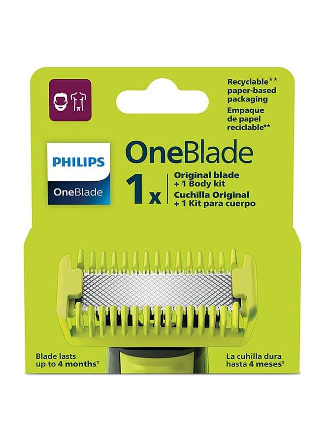 OneBlade Replacement Blades | 1 x Original Body Blade And 1 Body Kit| Fits with all OneBlade handles- QP610/51
