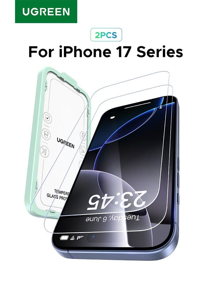 2-Pack for iPhone 17 Pro Screen Protector, 9H Hardness, Military-grade Shockproof, Ultra HD Clear Tempered-Glass with Easy Installation Tool, Anti-Fingerprint, Scratch Resistant, Case Friendly - Clear