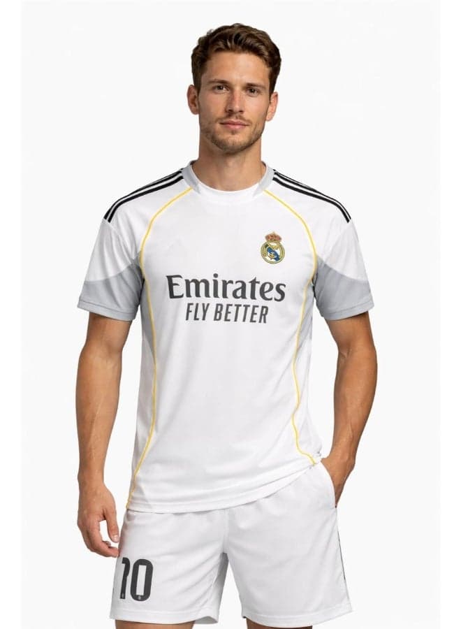 Men’s Real Madrid Home Football Jersey Set – Adult Sports T-Shirt & Shorts Kit