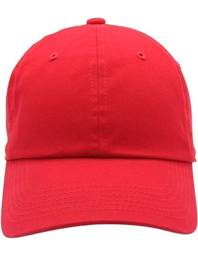 100% Cotton Red Baseball Dad Cap - Adjustable Size Hat for Running, Workouts, and Outdoor Activities - Baseball Cap for Men and Women