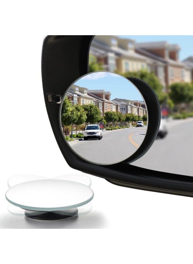 2 Pcs Car Blind Spot Mirrors,Blind Spot Mirror,Small Round Convex Adjustable 360° Rotation Wide Angle Rear View for All Vehicles Universal Car, 2" Round HD Glass Frameless Convex Rear View Mirrors Exterior Accessories with Wide Angle Adjustable Stick
