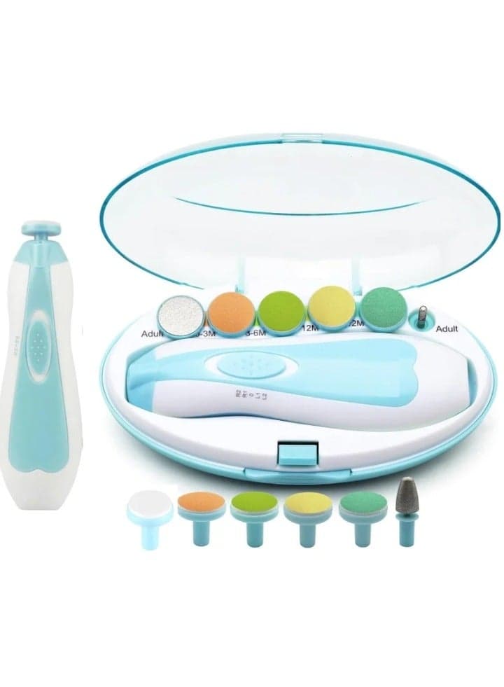Baby Nail Trimmer Electric - 6-in-1 Baby Nail Clippers & File Set with LED Light, Portable & Lightweight, Safe for Newborns, Toddlers, Kids, and Adults - Includes 6 Grinding & Polishing Heads"