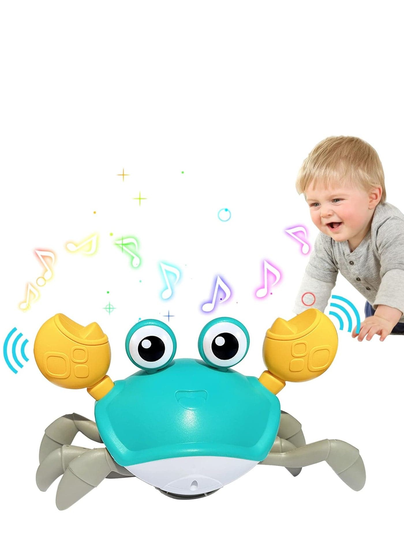 Green Crab Toy Crawling Crab Baby Toys Infant for 3-12 Boy Girl with Learning Crawl System Music for 0-36 Months Walking Toddler Birthday Gift