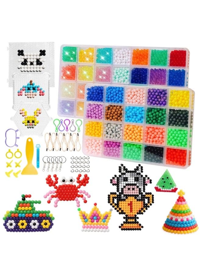 2400pcs Magic Water Mist Bead Set - Non-Iron Fuse Beads Kit,DIY Craft Kit for Creative Play and Educational Fun, Featuring Colorful Water-Soluble Beads for Handmade Jewelry Making, Plastic Material, Suitable for Ages 14+ - Perfect for Creative Projects and Decorative Crafting
