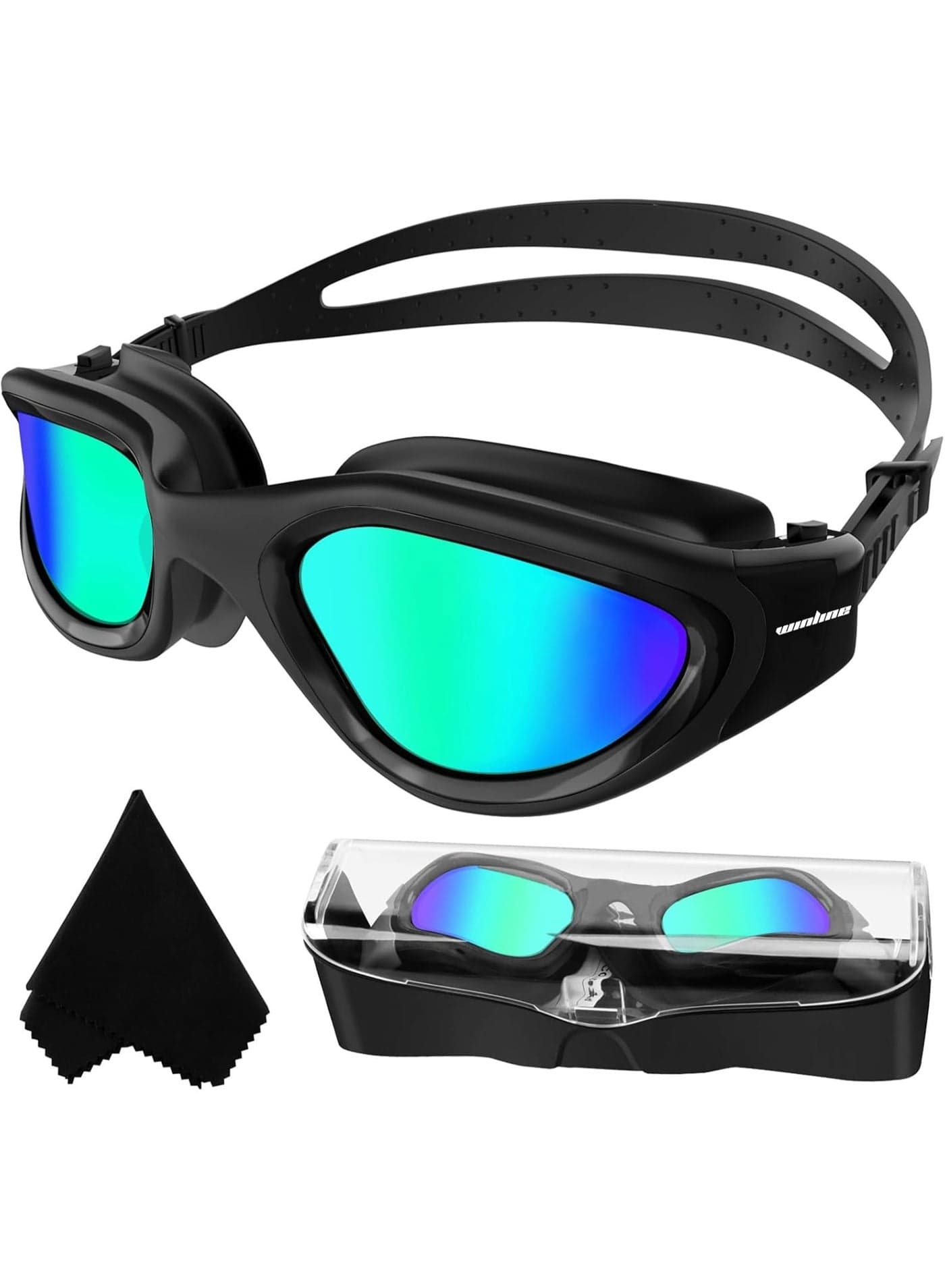 Winline Swimming Goggles Polarized Lenses Anti Fog Anti UV Waterproof Clear Vision Easy Adjust Soft Bridge for Men Women Adults Teens