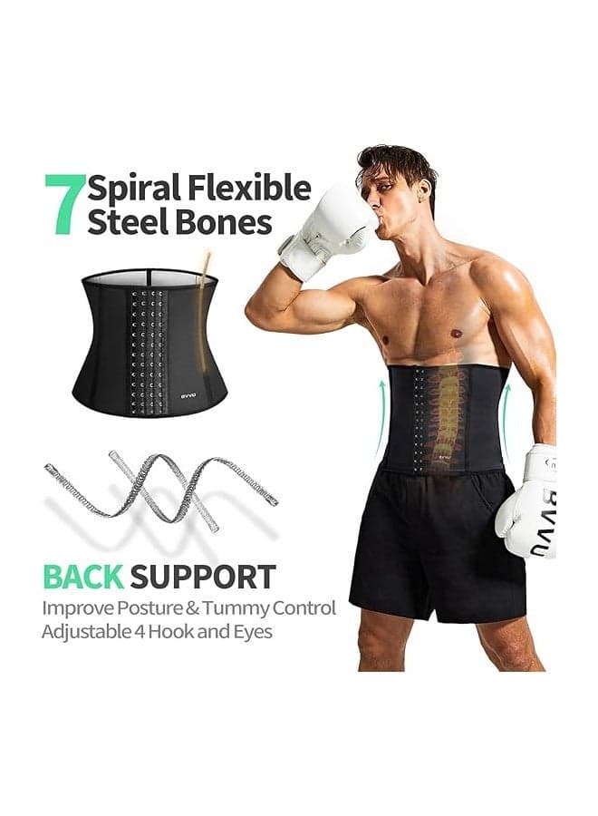 Waist Trainer for Men, Waist Trimmer Tummy Control,7 Sauna Sweat Belt, Stomach Wrap Lower Belly Fat Back Support for Belly Fat Slimming Gym Workout ,(L/Black)
