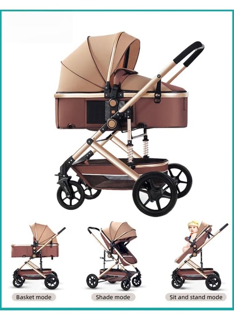 3-In-1 Lightweight Stroller,Multifunctional Travel Cabin,One-Hand Folding Baby Strollers for Newborn, Infant,Babies,Kids with Dinner Plate,Cooling Mat,Mosquito Net and Other Accessories