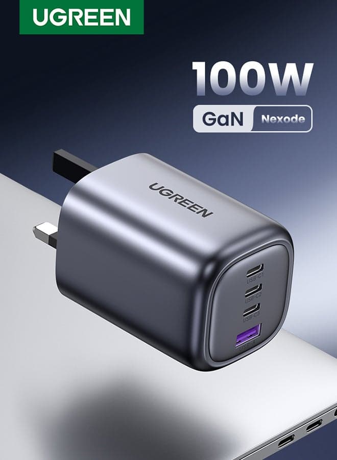 PD100W 4Ports GaN USB C Fast Charger Laptop Charging Plug Type C Power Adapter Compatible With MacBook Pro Air iPhone 16 15 Series iPad Galaxy S24 S23 Ultra Steam Deck Laptops Tablets 100W 3C1A