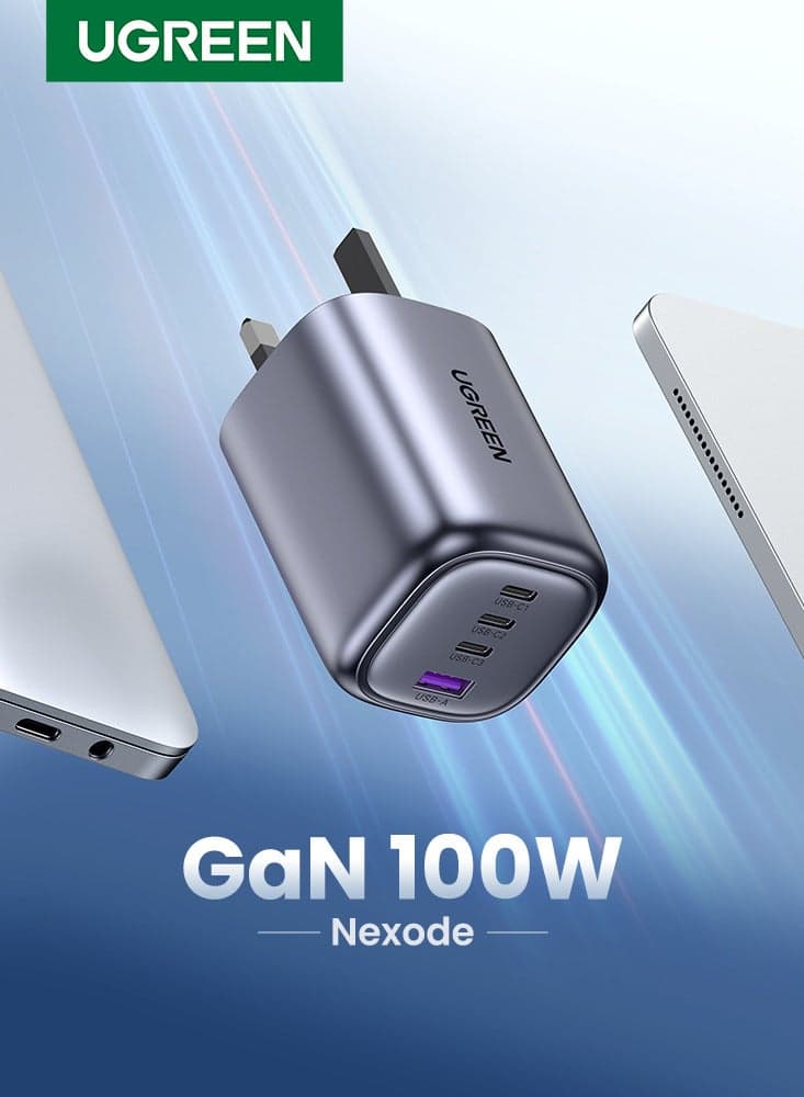 PD100W 4Ports (3C1A ) GaN USB C Fast Charger Laptop Charging Plug Type C Power Adapter Compatible With MacBook Pro Air iPhone 16 15 Series iPad Galaxy S24 S23 Ultra Steam Deck Laptops Tablets 100W 3C1A
