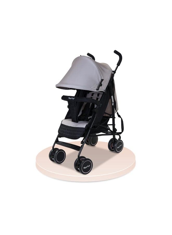 Archer Baby/Kids Lightweight Travel Stroller 0 36 Months, Storage Basket, Detachable Bumper, 5 Point Safety Harness, Compact Design, Light Grey