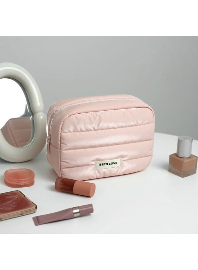 Portable Makeup Bag, Large Capacity Zipper Cosmetic Bag, Skincare Pouch Bag, Toiletry Organizer Storage Pouch for Travel, Women, Pink
