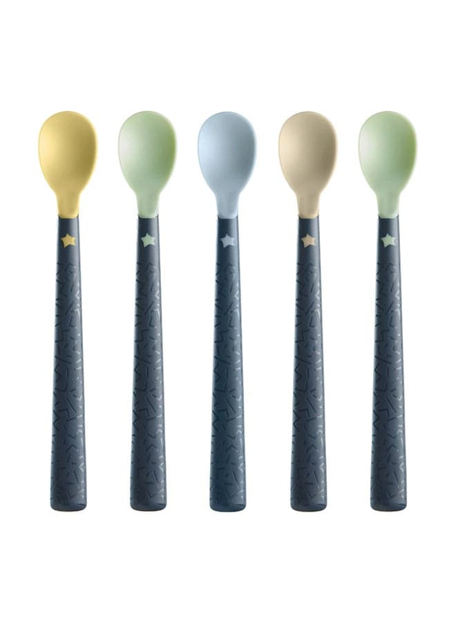 Softee Weaning Spoons 5-Pack - Soft Tips, Long Handles with BACSHIELD - BPA-Free Baby Feeding Spoons
