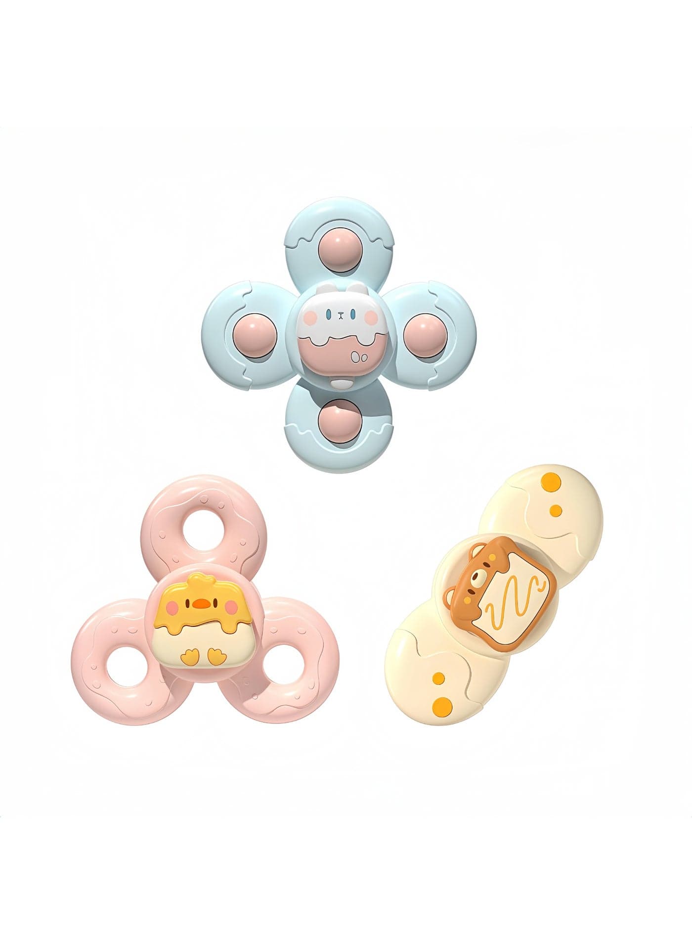 Zenymee 3-Pack Sweet Donut Suction Spinner Toy for Baby, Calming Fun for Toddlers 6-36 Months, BPA-Free