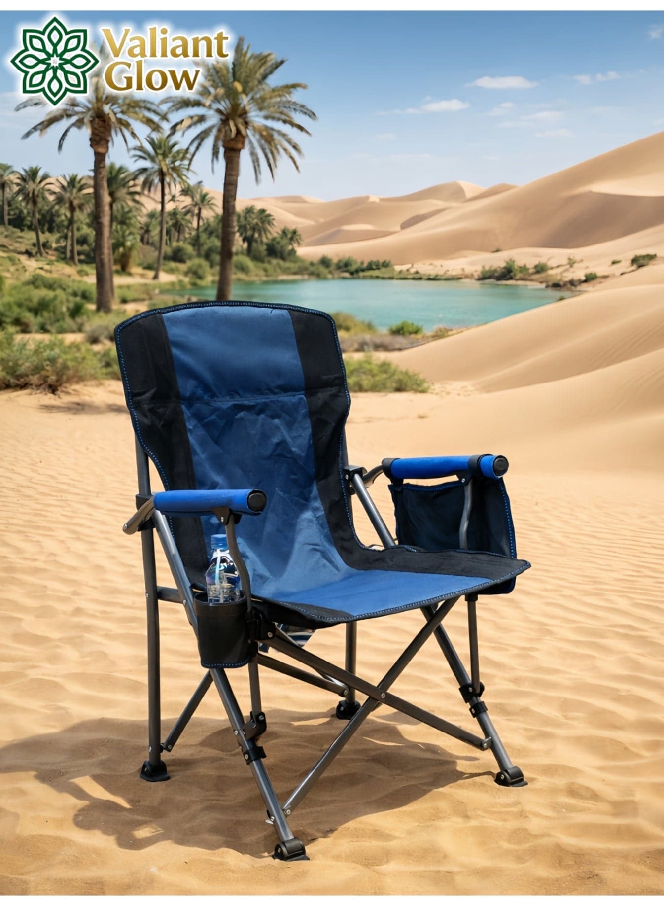 (Outdoor Survival Chair)Outdoor Portable Folding Camping Chair |Heavy Duty Camping Chair| Supports 450 KG Camping Chairs | Outdoor Armchair | Portable Lawn Chair with High Back Cushion | With Side Storage Pockets, Cup Holder, and Portable Carrying Bag.