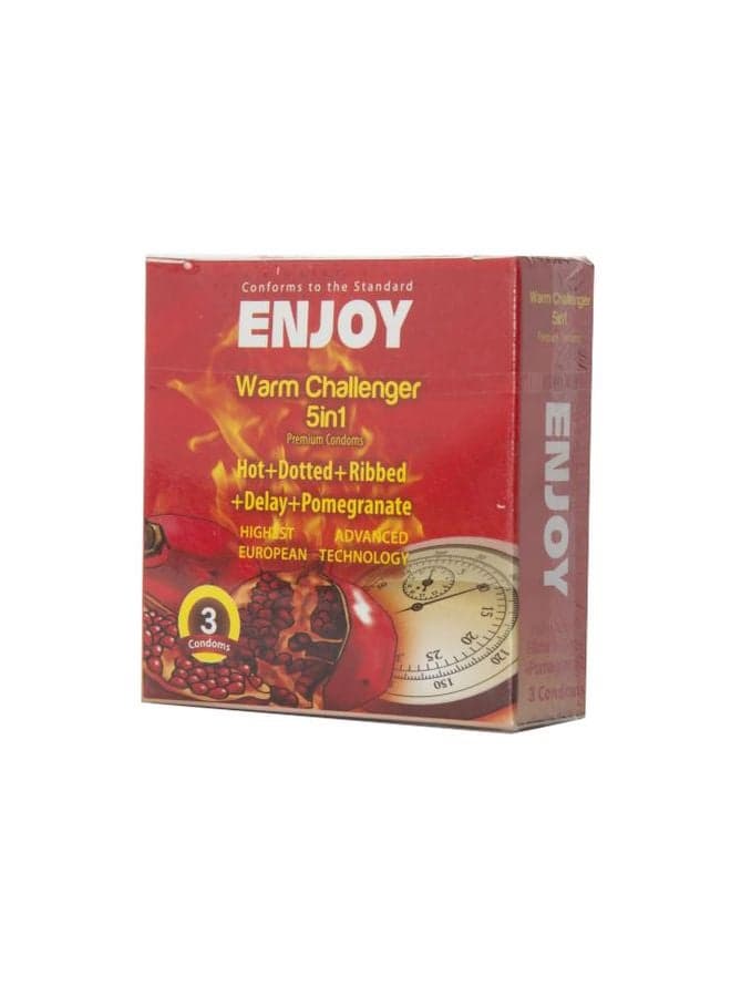 Warm Challenger Condoms – 3-Pack Latex With Warming Sensation For Enhanced Pleasure