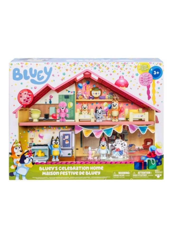 Birthday Party Dollhouse Playset with Removable Furniture, Kids Pretend Play House Toy, 2.5 Inch Figure, Celebration Accessories Set