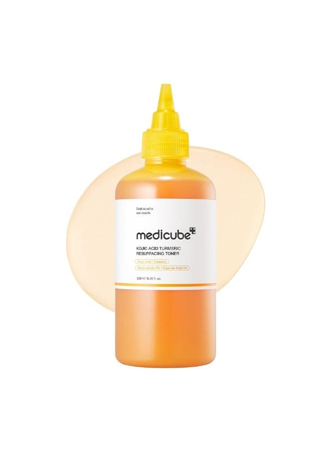 Kojic Acid & Turmeric Brightening Toner (250ml) for Dark Spots and Uneven Skin Tone, Exfoliating Liquid Toner for Hyperpigmentation, Sun Spots & Acne Marks, Gentle Clarifying Toner for Radiant Glowing Skin