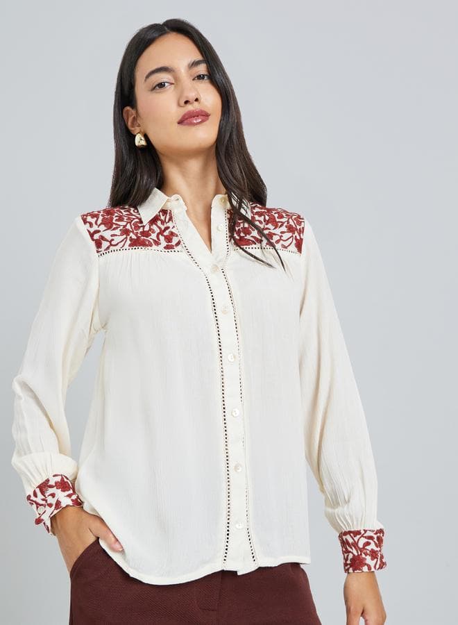 Off-White Embroidered Relaxed Fit Shirt