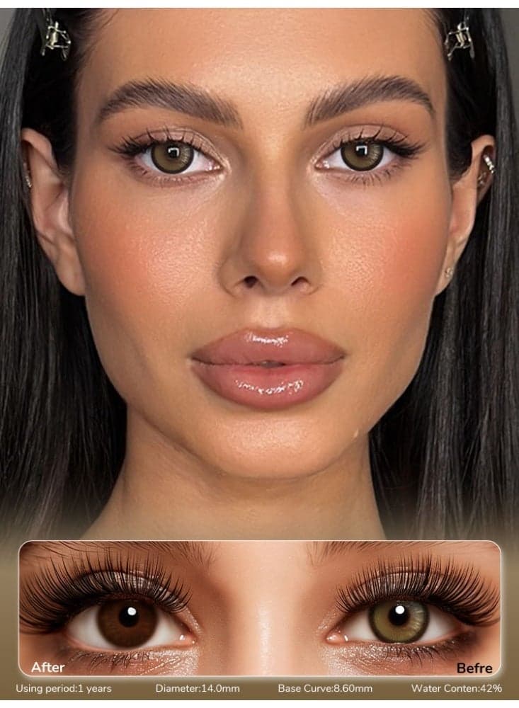 Poet Brown Lenses Colored Contact Lenses, Unisex Cosmetic Contact Lenses, Natural Fashion Lenses 42% Water