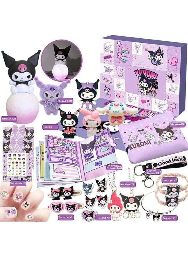 Blind Box,Cute Cartoon Action Figure Mystery Box,29PCS Kuromi Kawaii Cartoon Decorations with Anime Figures, Keychains, Rings, and Accessories