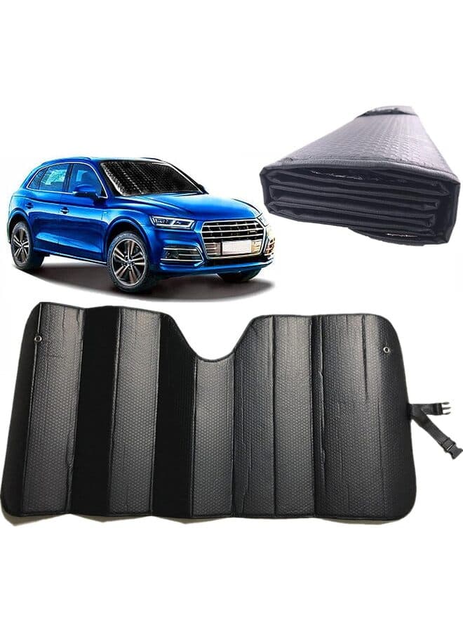 Front Windshield Shade-Accordion Folding Auto Sunshade for Car Truck SUV-Blocks Rays Sun Visor Protector-57 x 27 inch (Size : BLACK)