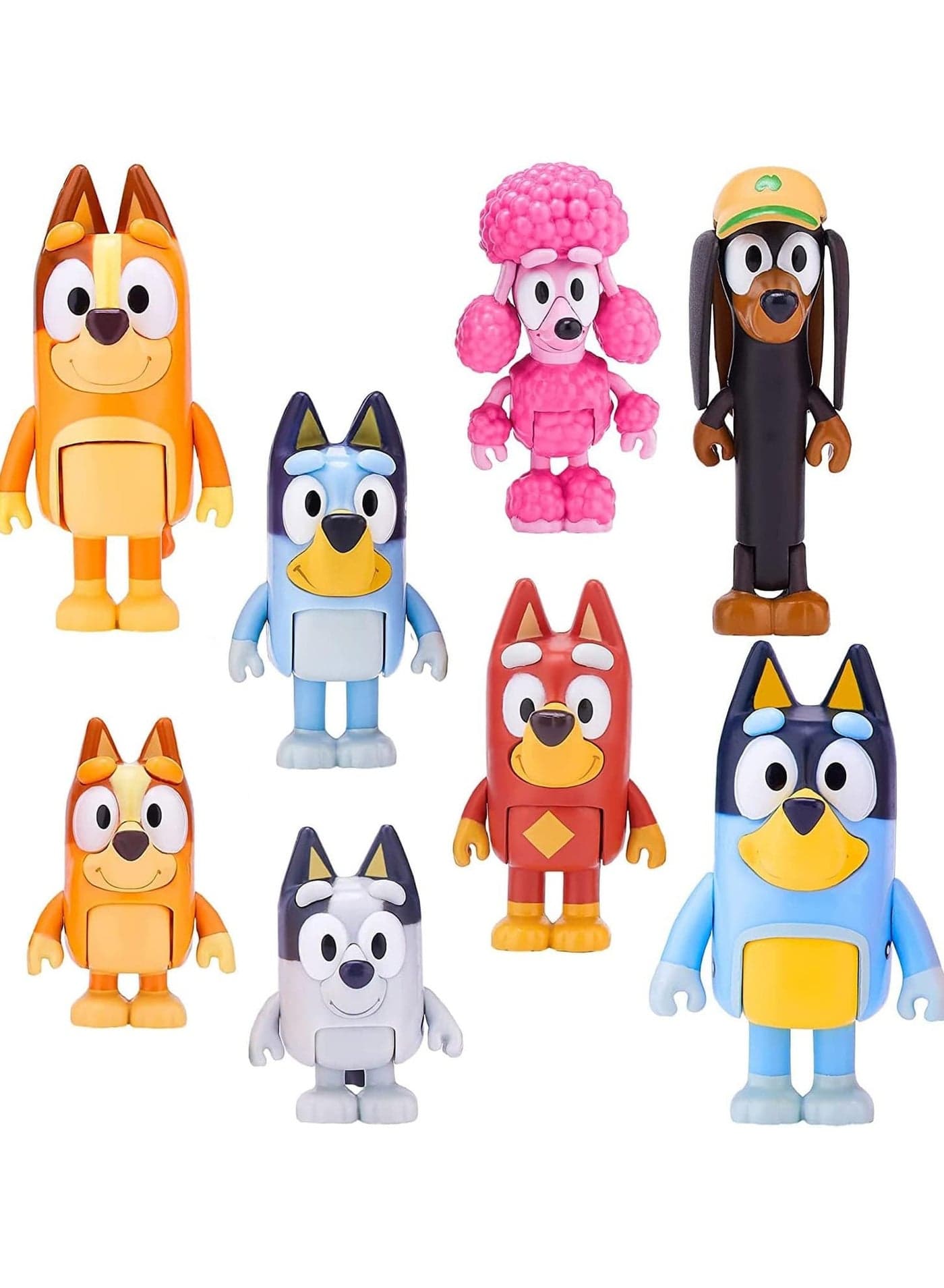 KOWVOWZ 8 PCS Bluey Action Toys Playset, Wolves-Bluey Figurines Family and Friends Set for Toddlers, Muffin Cake Toppers Bandit (Dad) Chilli (Mum) Coco Bingo Snickers Rusty (Small)