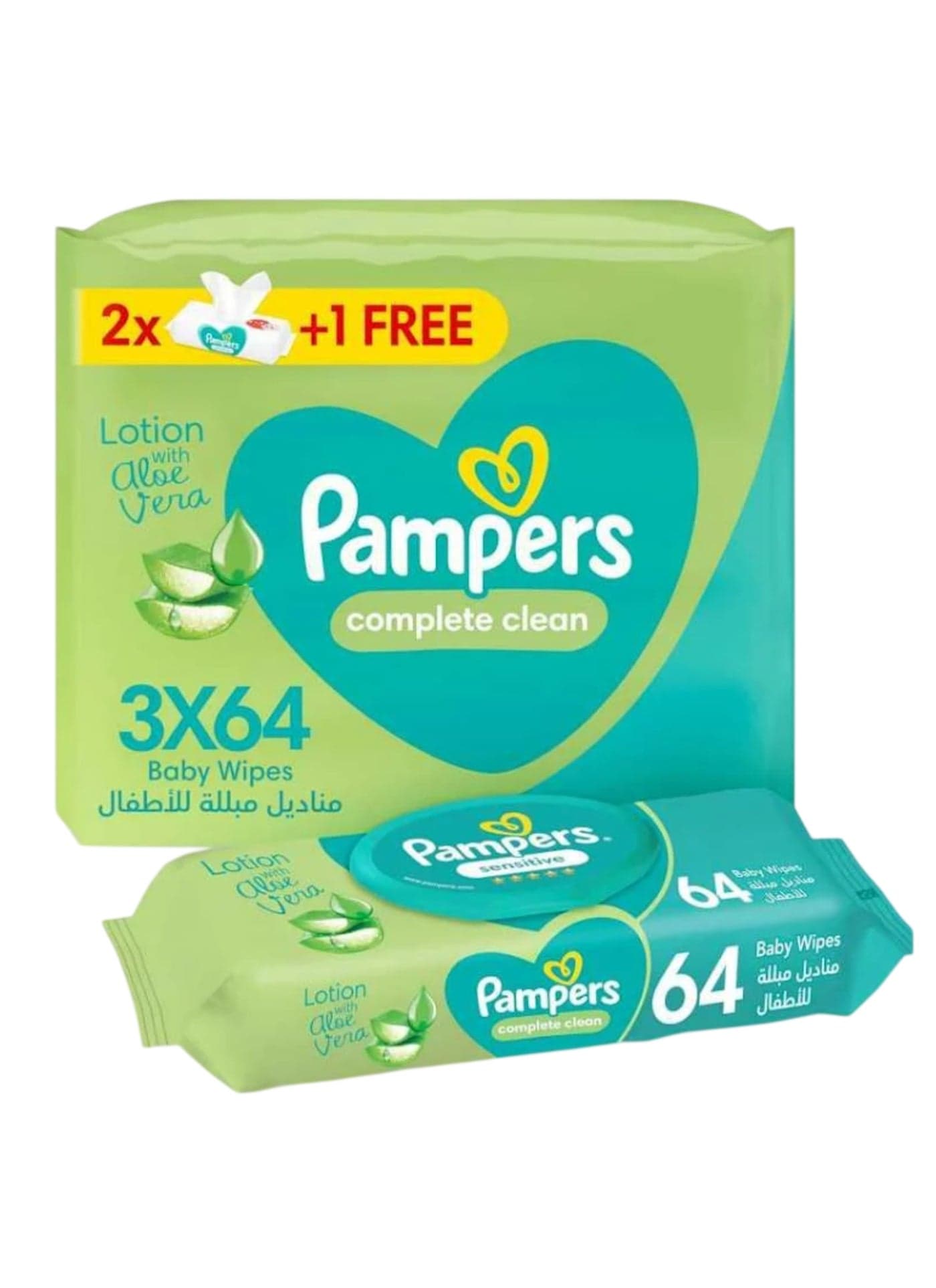 Baby Wet Wipes, 64 Wipes × 2+1 Free