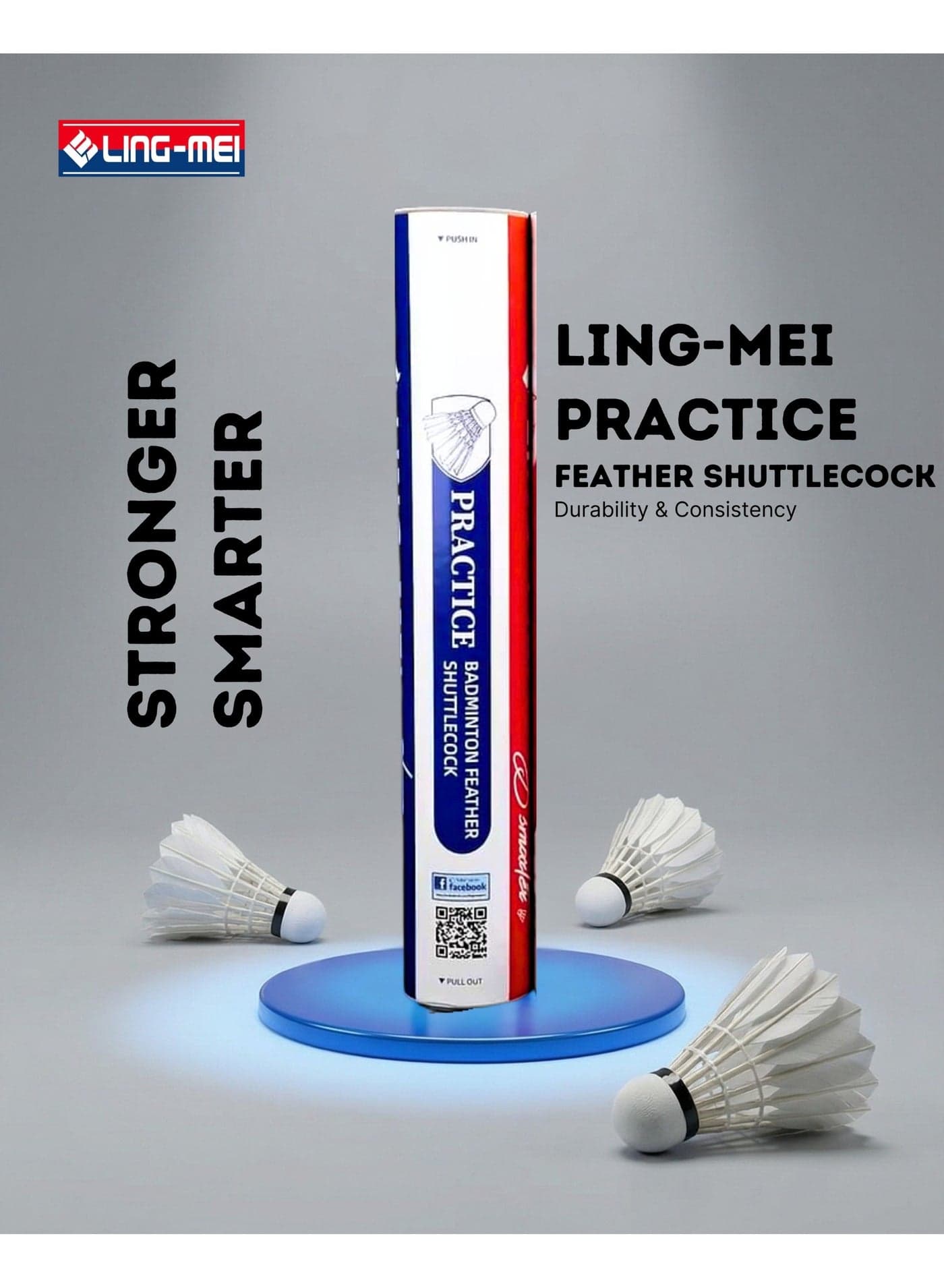 LING-MEI PRACTICE-High Quality Duck Feather Shuttlecock (White) Pack of 1 Tube