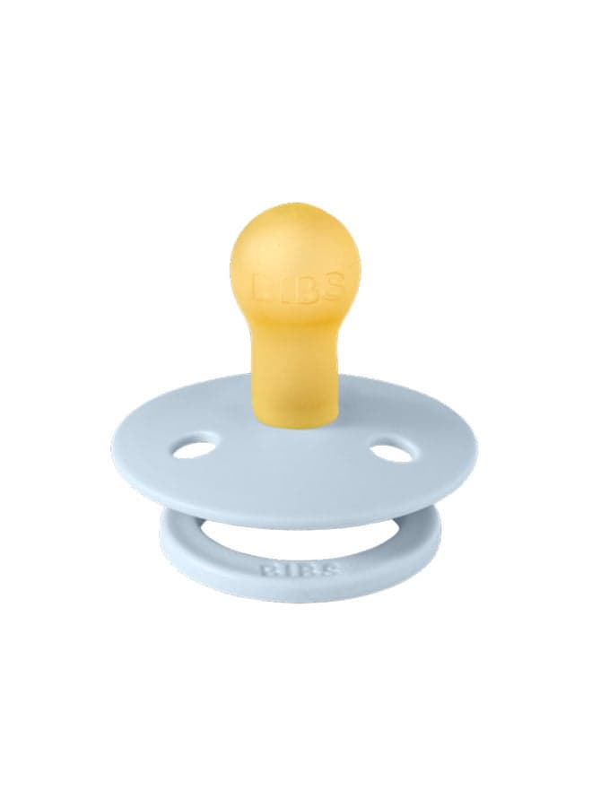 Pack of 2 Colour Symmetrical Soother Bpa Free Dummy Pacifier, Symmetrical . Natural Rubber Latex, Made In Denmark. 0 - 6 Months (Pack of 2), Iron/Baby Blue