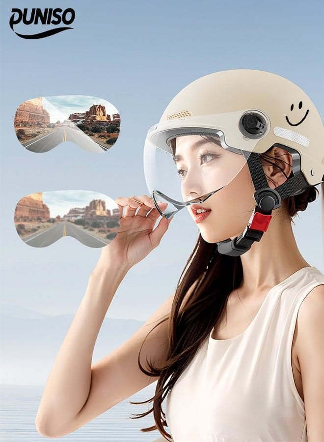 Open Face Helmet, Scooter Helmet With Detachable Goggles, Adjustable Head Circumference, Shock And Fall Resistant, Comfortable And Breathable,Suitable For Both Men And Women