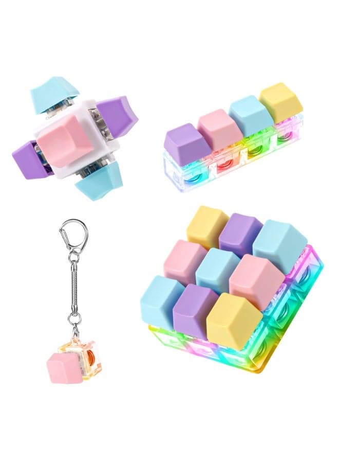 4 Pcs Keyboard Fidget Toys, 4 Styles Stress Relief Keyboard Toys, Rich Colors Decompression Toys with LED Light, Toy as a Gift for Adults and Children to Relief Pass Time