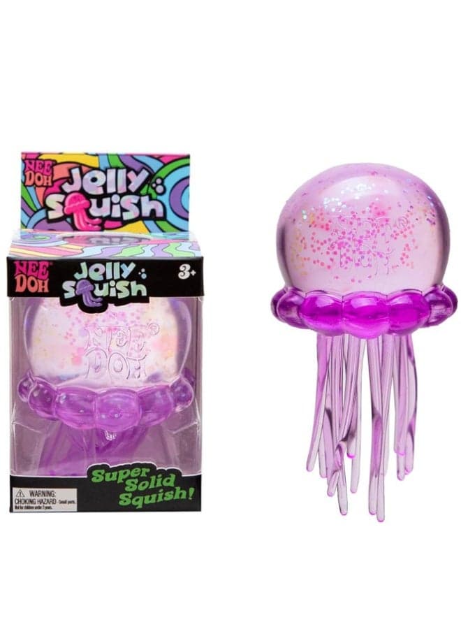 NeeDoh Jelly Squish Glitter Jellyfish Stress Relief Squishy Toy, Soft TPR Squeeze Fidget Toy for Anxiety Relief, Portable Sensory Toy for Kids & Adults