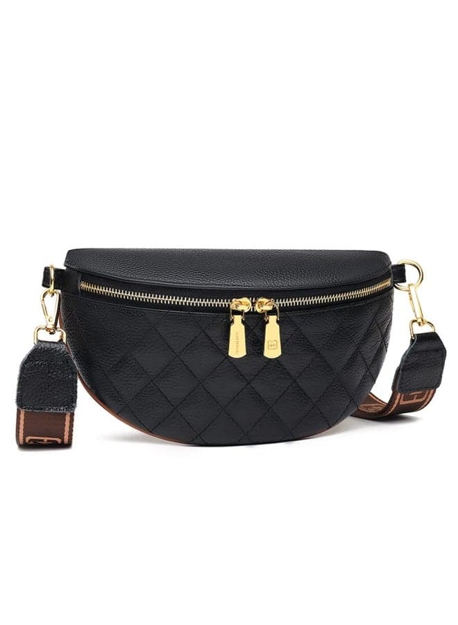 Women's Small Waistpack, Women's Solid Color Cowhide Crossbody Bag Belt Bag Chest Bag Hip Bag, Anti-Theft Carrying Bag Sling Bag Side Bag for Students and Girls Travel Sports Camping