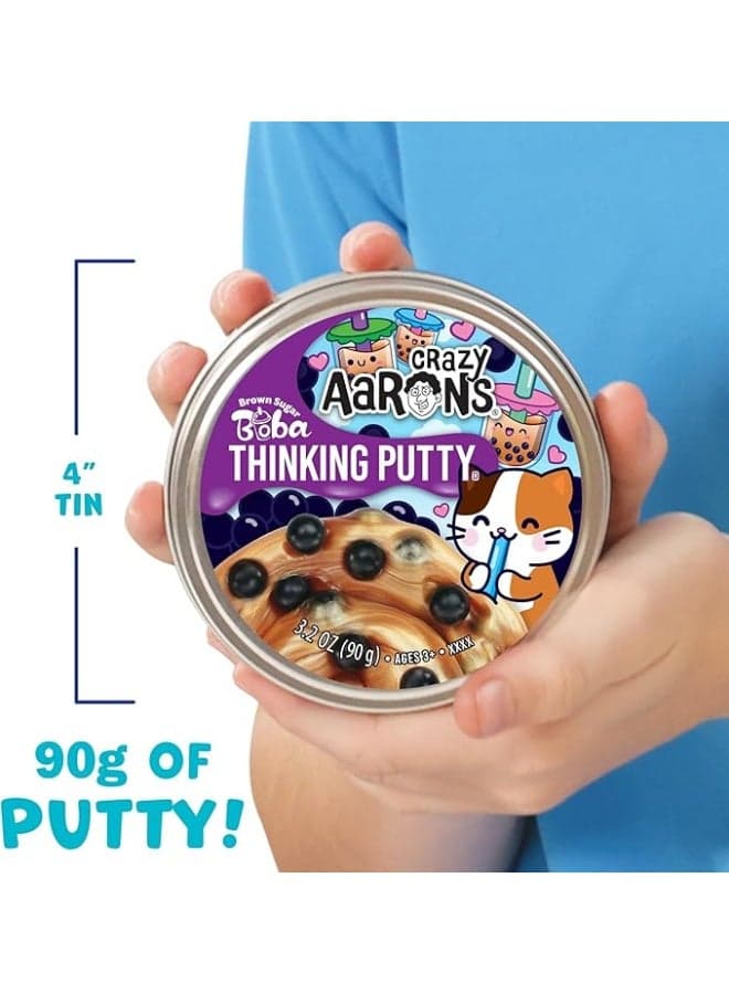 Brown Sugar Boba - Full Size 4" Thinking Putty Tin | Boba Beads: Contains "tapioca pearl" beads | Stress Relief Fidget Putty Toy