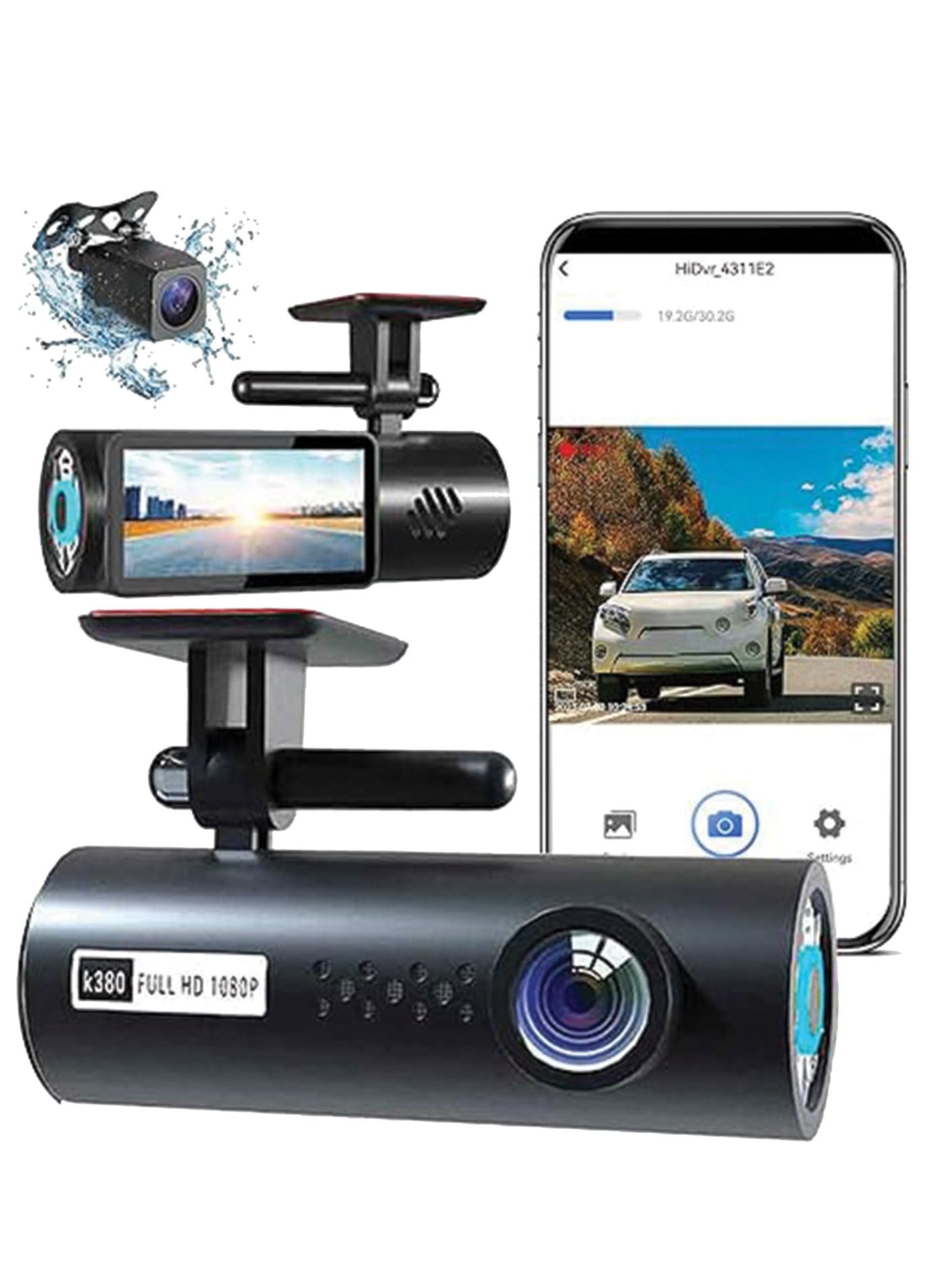 Dual Dash Cam 2K Front + 1080P Rear Driving Recorder – 170° Ultra Wide Angle, WiFi Phone App, G-Sensor, Loop Recording, Motion Detection, Night Vision, Parking Monitor, Seamless HD Recording, Auto On/Off, 5MP Camera, 32GB TF Support