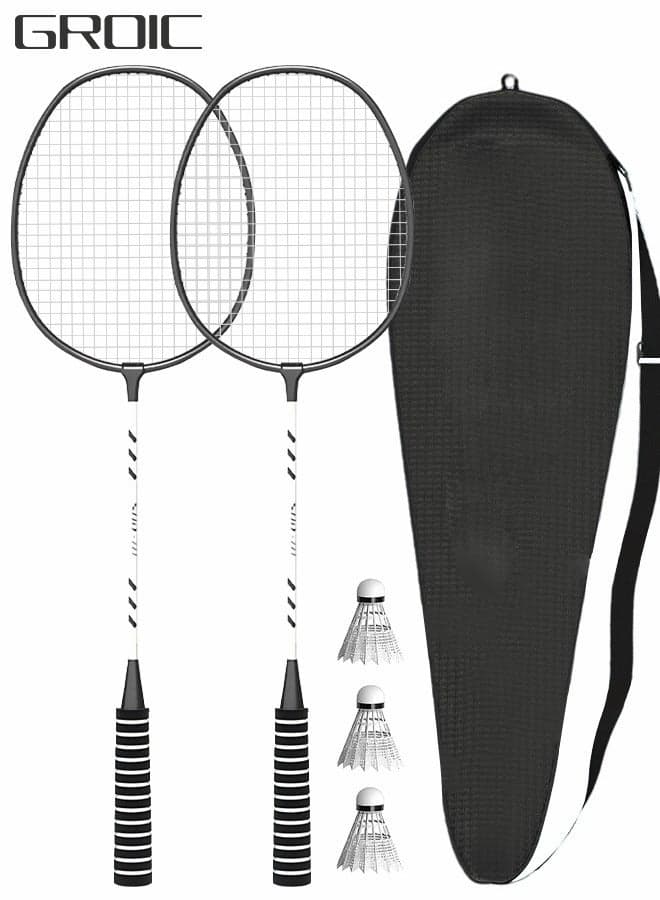 Badminton Set, 2-Piece Lightweight Alloy – 3 Nylon Balls & Racket Bag