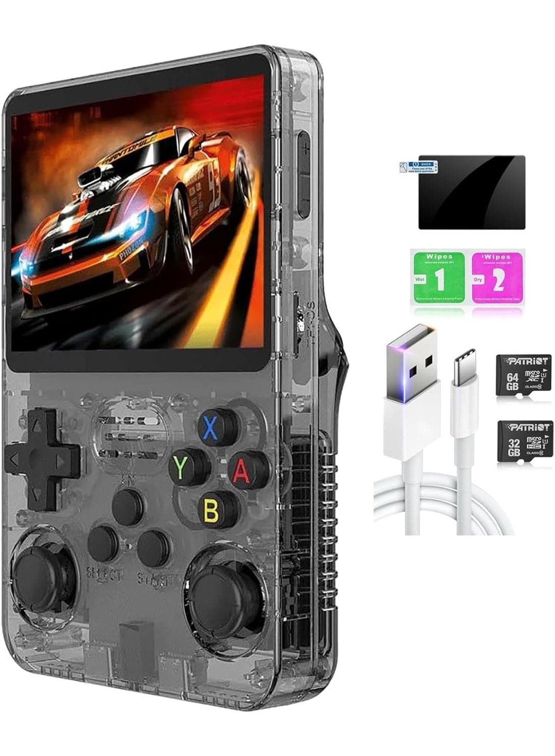 R36S Handheld Game Console, 3.5-Inch Portable Retro Gaming Device with Preinstalled Emulator System, Black Design, Dual Storage 16GB+64GB, Compact Open Source Entertainment Console