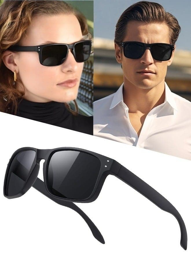 Retro Square Sunglasses For Men Women UV Protection Classic Design Driving Travel Daily Shades Black High Quality Fashion Anti Glare Suitable For Outdoor Activities Lens Size 55mm