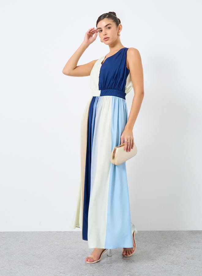 Styli Women Color Block Maxi Dress